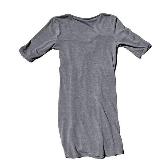 NWT DEREK HEART Grey Body Con Dress W/Front Crossed Fabric Size Large - Picture 2 of 5